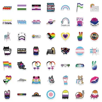Етикети за гей-парад, с Преливащи се цветове стикери, Мультяшные етикети за прайда, с Преливащи се цветове стикери, цветни водоустойчиви стикери от PVC за своята практика за лаптоп, хладилник
