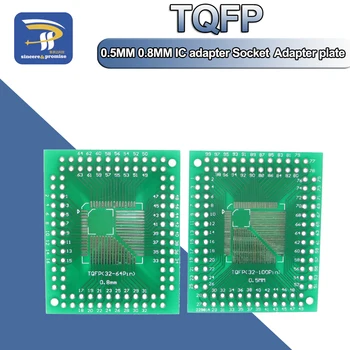5ШТ QFP/FQFP/LQFP TQFP 32 / TQFP44/TQFP64/ TQFP80 TQFP100 0,5 ММ 0,8 ММ Гнездо за адаптер на чип FR-4 /Преходна плоча/печатна платка