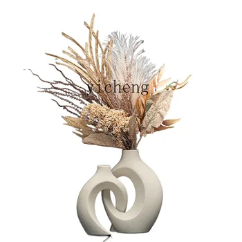 Декорация на керамични вази XL Вход в хола Украса ТВ-шкаф Украса набор ваз