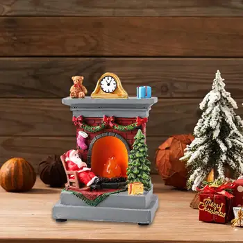 Бижута във формата на статуи на Коледа камина, сладък Коледен орнамент, скулптура на Дядо Коледа за маса, кухня, домашно подпори за снимки на закрито