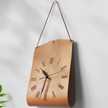 Творчески Стенен Часовник във Формата На чанта, Стенни Часовници Съвременно Изкуство в Ретро стил От Кожа