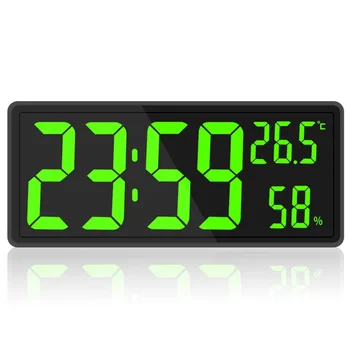 Големи дигитални стенни часовници, показване на температура и влажност на въздуха, нощен режим, настолни часовници, 3 режима на показване, Електронни led часовници 12/24 часа