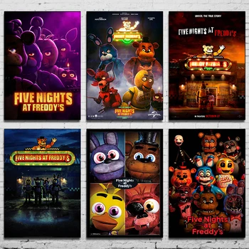 Популярни Freddys-Five Nights FNAF-Последен Group Movie Картина върху платно, Постери, Художественото оформление на стени, Боядисване, декорация на началната стая