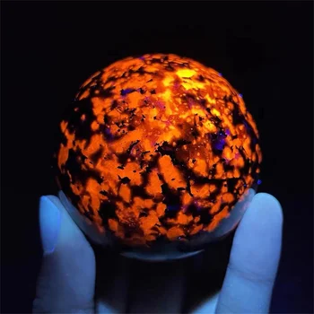 Натурален кристална топка-сфера, Мощна Енергия на чакрите, Камъни Пламък Уика, Флуоресцентно камък, Изцеляваща Духовно Магьосничество