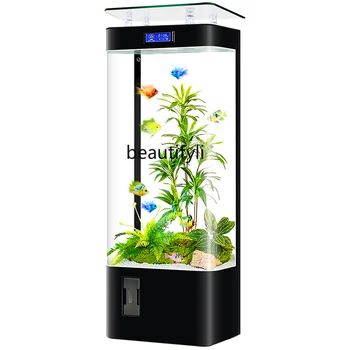 Вертикален супер бял аквариум за риби в хола Нова малка потребителска аквариум с гореща гъвкави, интегрирани чрез леене, интелектуална смяна на водата