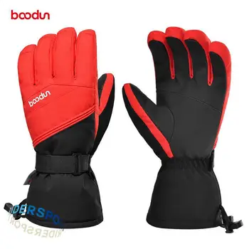 Професионални ски ръкавици Boodun, флисовые топли зимни ръкавици за каране на сноуборд с сензорен екран, водоустойчив мотоциклетни топли ръкавици за сняг