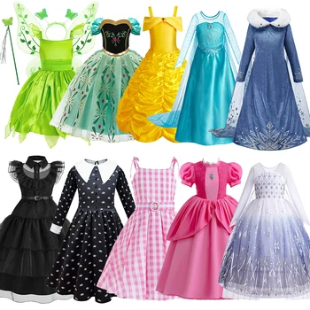 Бебешка рокля на принцеса, детски cosplay, танцово рокля за околната среда, костюм на Елза Бел за момичета, костюми Барби Праскова за рождения Ден, една фантазия от 3 до 12 години