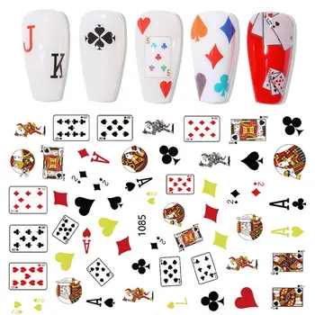 Водоустойчив лепило Интересни Етикети Маникюр, Декорация на нокти със собствените си Ръце Стикер за покер Нийл-арт Дизайн карти за игра