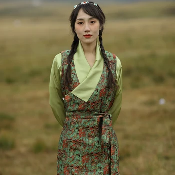 Традиционната Китайска Тибетски риза Женски Пролетта бельо Блуза от шифон Тънка