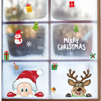 Стикери за стена с Коледа, мода декорация на стаята на прозореца на Дядо Коледа, подвижни коледни стикери от PVC винил, домашен декор