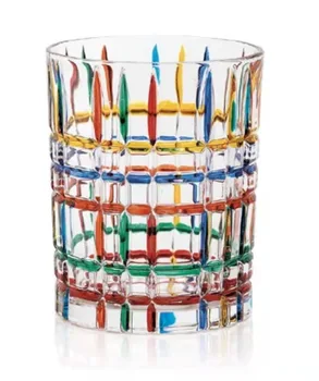Същия дизайнерски кристална чаша с ръчно рисувани, цветен и тръстика линия, на чаша за уиски, чаша за вода и чаша за чужда вина.