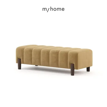 ГГ Италиански минималистичен стол за легла от кожена тъкан, пейка за задно седло в спалнята