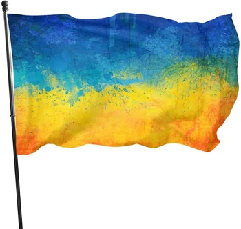 НОВИЯТ Национален флаг на Украйна, окачен полиестер, синьо, жълто, UA UKR, Украински национални знамена за вътрешна и външна украса, подаръци