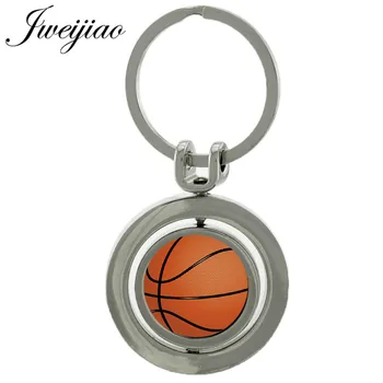 Ключодържател с въртяща се топка за баскетбол JWEIJIAO, стъклен cabochon, двупосочен въртящи ключодържател за волейбол, бейзбол, обичай Sp639