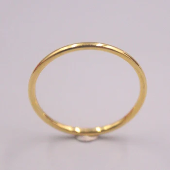 Пръстен от чисто 18-каратово жълто злато за жени 1,5 мм с 3D полирана повърхност, размер на пръстен САЩ 9 /0.7-0.8 g