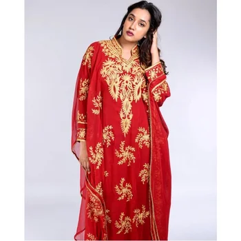 Червени Caftans от Дубай, Мароко, рокля Farasha Абая, много модно Дълга рокля, европейската и американската мода