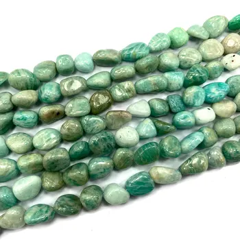 Натурален скъпоценен камък, синьо-зелен amazonite, 8-10 мм, нередовна каменни мъниста, висулки, Дамски гривни 