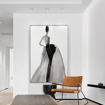 Картина върху платно Модерен минималистичен разпечатки за дизайн на дома Черно-бял арт плакат на стената в хола Декор за преминаване на