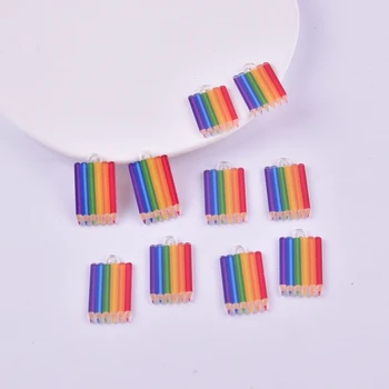 10шт 19*34 мм Модни цветни акрилни окачване-моливи за обеци, колиета, бижута, изработени със собствените си ръце