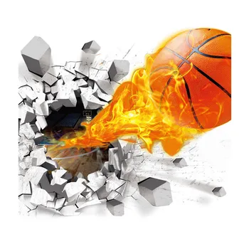 3D Баскетболно стикер на стената За декорация на дома, Водоустойчив Самоклеящийся Футболна топка, Счупен прозорец, Креативни предложения за стени