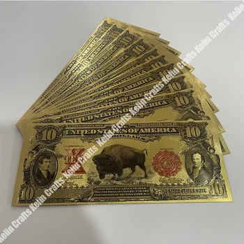 Американската банкнота от 10 долара със злато, банкноти US bison buffalo за коллекционного подарък