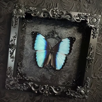 Морфо пеперуда дейдамия пеперуда проба рамка насекомо рядък син подарък за рожден ден декорация на дома малки украси статуи за украса