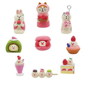 Розово човече-птичка, сладкиши ягодов десерт, куклена къща, миниатюрни играта с храна, индивидуална украса от смола