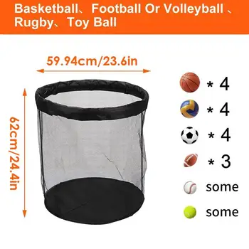 Чанта от мрежа за топки 15 л Чанта за топка за работа в екип, голяма спортна чанта за топката, уличен органайзер за баскетбол, волейбол, бейзбол, плуване