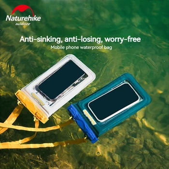 Naturehike IPX8 Водоустойчив калъф за телефон, чанта за плуване, гмуркане, фланец сензорен екран, Голям прозорец камера, гаф