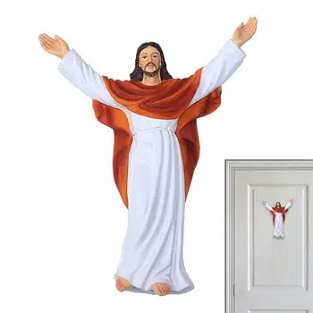 Декоративна Смола Статуя На Исус Христос Фигурка На Възкресението Автоукрашение Статуя На Християнския Светец Празничен Подарък