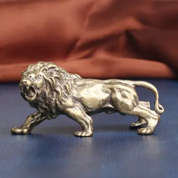 Статуя на Лъв от чиста мед, креативна малка Медна посуда, Латунная скулптура на Лъв във формата на Лъв, Старинни бижута с лъвове, Офис