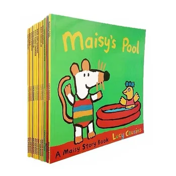 На 12 Книги/набор Maisy Swim Bag Wave Мишки Мишка Английска книжка с картинки, Детска книжка с приказки, Книжка със стикери, Тренировка IQ, EQ