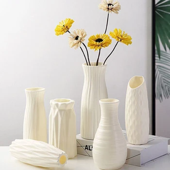 Домашна Пластмасова ваза в скандинавски стил, Просто Малък Свеж саксия, Бутилка за съхранение на цветя, Декорация за всекидневната, Модерни Декорации за дома