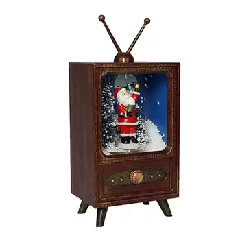 Телевизионна кутия в ретро стил с коледна украса с подсветка, за да празнуват празника