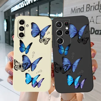 Калъф за Samsung Galaxy А01 ОСНОВНАТА A32 A52 A72 4G 5G A52S 5G A41 калъф за вашия телефон, Мека пеперуда синьо лилаво