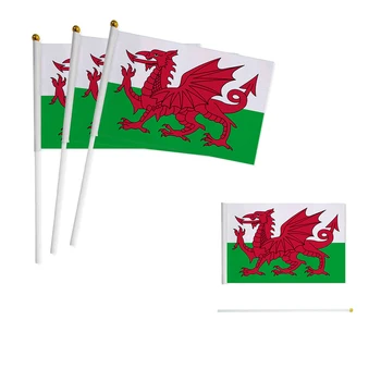 Флаг Z-ONE 100шт. Британски Ръчно флаг Уелс 14 *21 см, Обединеното Кралство, Британски регион, Уелс Ръчно Малка който да се вее флаг, декорация на масата