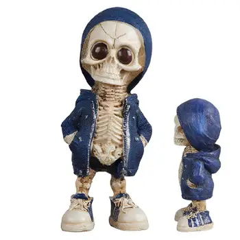 Фигурка на черепа от смола, скулптури на кукли-скелет, декор за Хелоуин, преносим главата на Черепа, украса за Хелоуин, начало декор, коллекционный