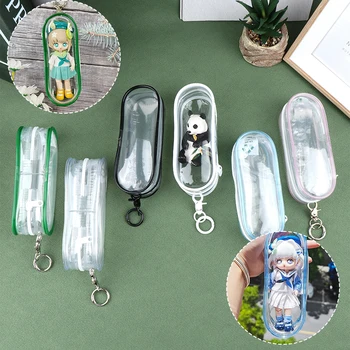 Чанта за показване на мини-аниме-кукли, Прозрачен портфейл за монети, ключодържател, Окачване, Органайзер, червило, Чанта за съхранение на слушалки, портфейл